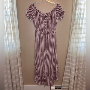 Sweet Lovely by Jen Women’s Striped Off The Shoulder Summer Jumpsuit Siz…